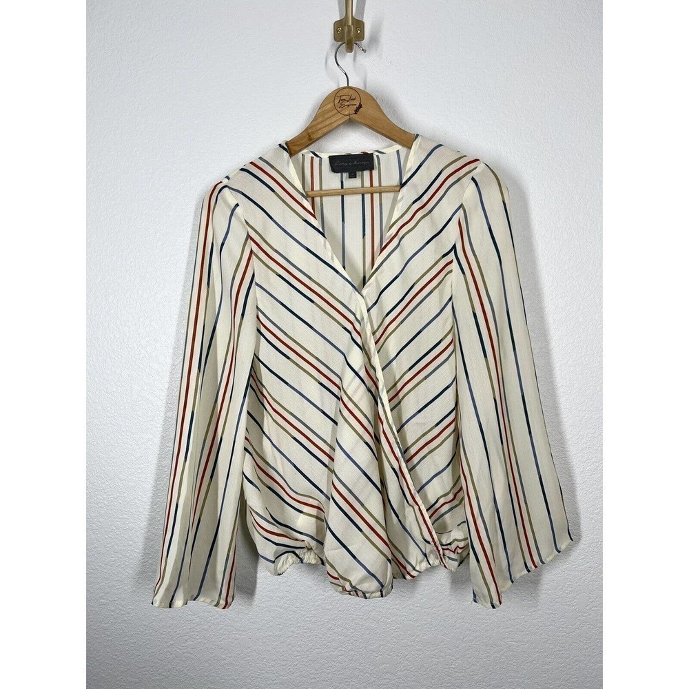 Sunday In Brooklyn Striped Surplice Wrap Top